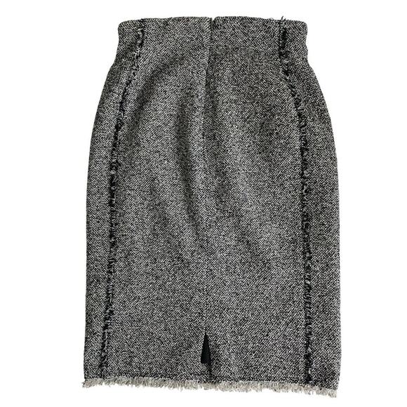 REBECCA TAYLOR SKIRT A LINE PENCIL GRAY/BLACK SZ 0 TRIM HEM FRINGE AESTHETIC - Picture 12 of 13